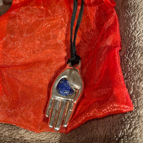 Vintage Robert Lee Morris Sterling Silver Hamsa 🪬 Lapis Lazuli Hand Necklace - Picture 1 of 4